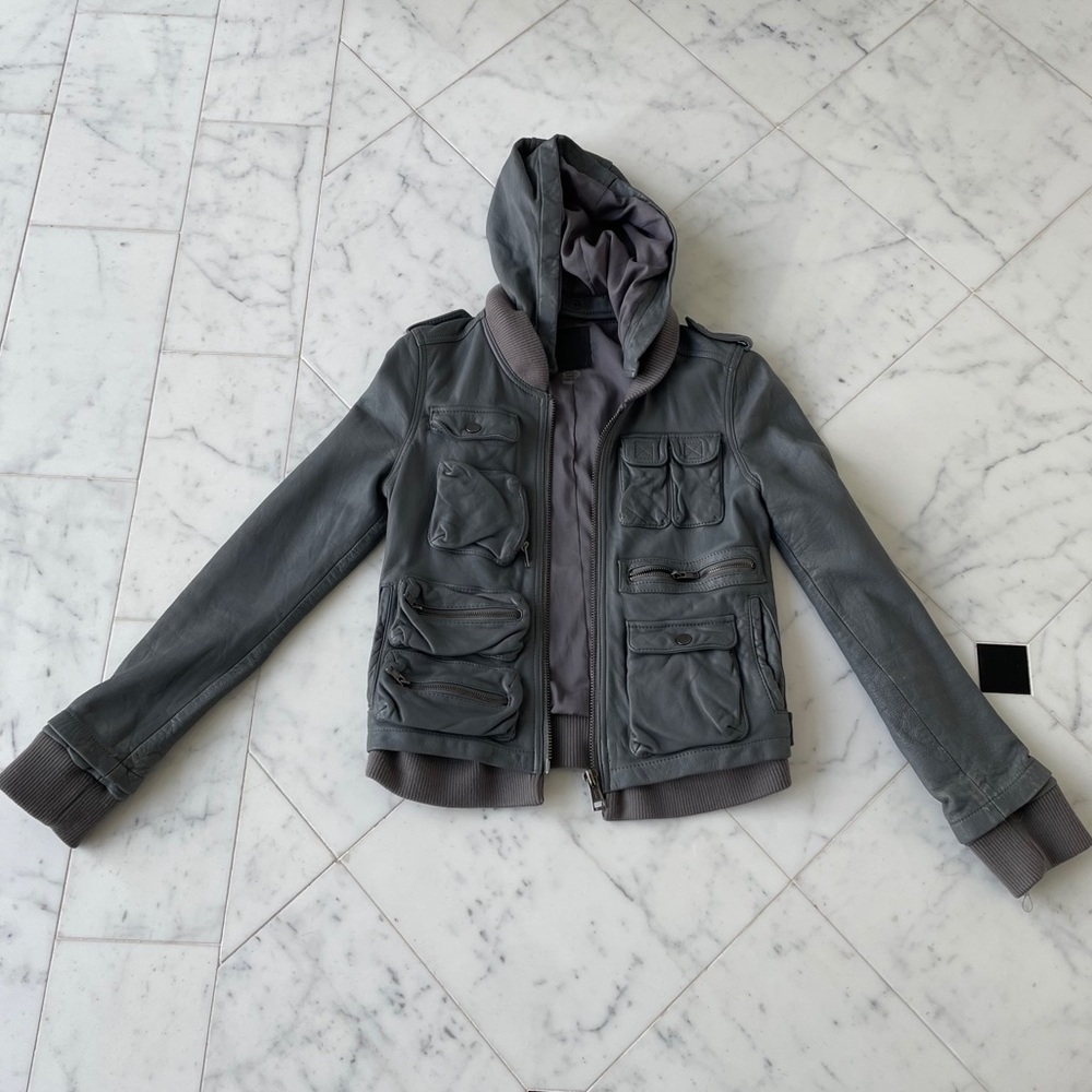 SAAM Grey Leather Jacket
